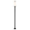 Z-Lite Sana 3 Light Outdoor Post Mounted Fixture, Black & White Opal 593PHBS-536P-BK